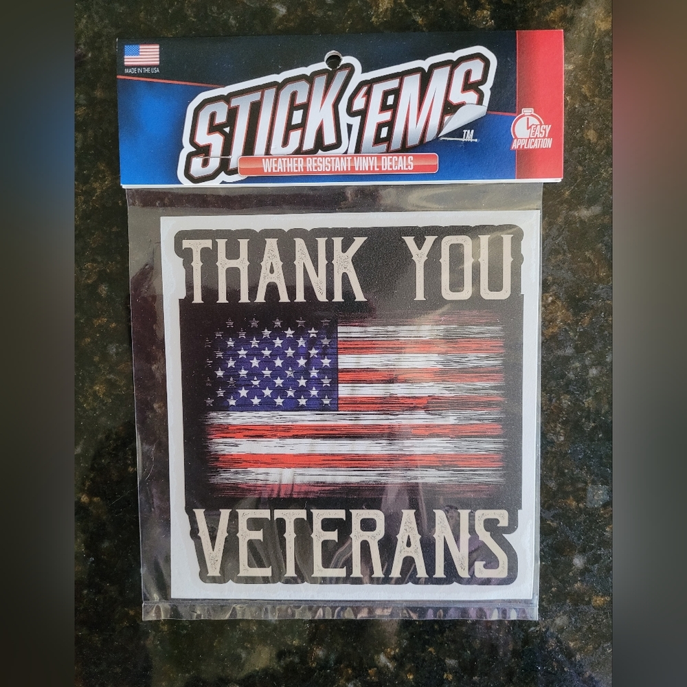 NEW Stick Ems Thank You Veterans  Weather Resistant Vinyl Decal